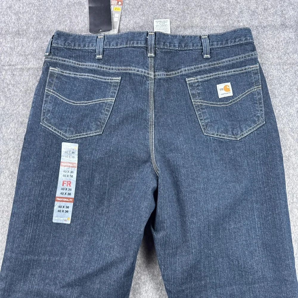 Carhartt FR Rugged Flex Jeans Mens 40x36 Blue Straight Traditional Fit Work